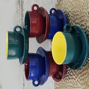 DEMITASSE SET OF 6 STONEWARE CUPS AND SAUCERS